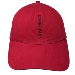 Under Paid Slideback Baseball Cap Red One Size Adjustable Embroidered Top Man